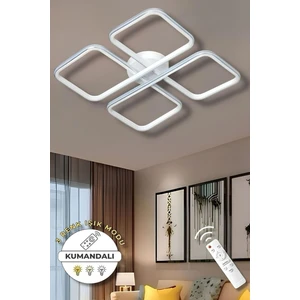 Jasmin White Chrome Kumandalı 3 Renk Modern Plafonyer LED Avize