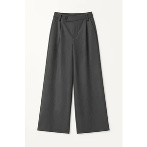 4759 Kadın Çapraz Bel Dökümlü Bol Paça Palazzo Pantolon Antrasit