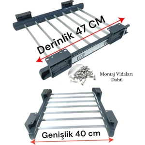 Dolap Içi Teleskopik Raylı Pantolon ve Şal Askılığı – 40X47 cm – Antrasit Renk – Üst Rafa Montajlı – 7 Askılı – 15 kg Taşıma Kapasitesi