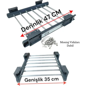 Dolap İçi Raylı Pantolon ve Şal Askılığı – 35x47 cm – Antrasit Renk – Üst Rafa Montajlı – 7 Askılı – 15 kg Taşıma Kapasiteli