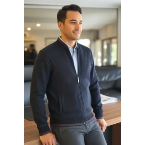 Andy Tam Fermuarlı Sweatshirt Lacivert