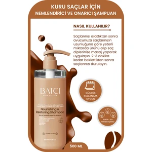 Batçı Hair Ateliler Kuru ve Yıpranmış Saçlar Için Nourishing & Restoring Keratin, Kolajen Içerikli Şampuan 500 ml