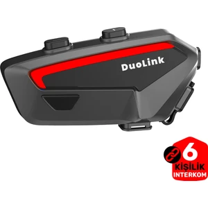 DuoLink X02 İnterkom Bluetooth 6 Kişi Grup Motosiklet Kulaklık Müzik Paylaşımı Kask Intercom Sesli Yanıt