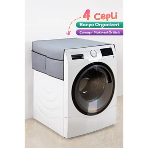 Palm Design Çamaşır Makinesi Örtüsü 4 Cepli Banyo Düzenleyici Organizer Buzdolabı Örtüsü Depolama Hurç