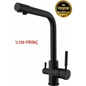 Paslanmaz Pirinç Arıtmalı Mat Siyah Eviye Bataryası Siyah