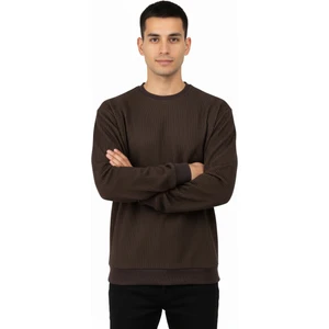 Erkek Mevsimlik Doğal Pamuklu Sweatshirt Bisiklet Yaka Çizgili Uzun Kollu Rahat Kesim Tam Kalıp