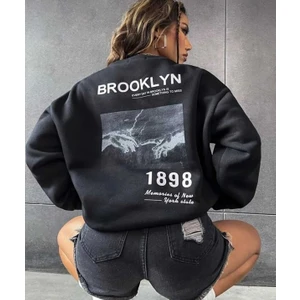 Unisex Brooklyn 1898 Baskılı Oversize Sweatshirt