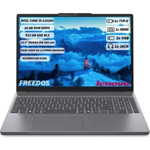 Ideapad Slim 3 Intel Core i5 13420H 16GB 512GB SSD Freedos 15.3" WUXGA Taşınabilir Bilgisayar 83K1003MTR