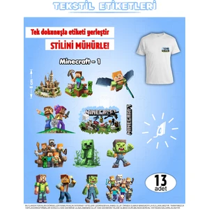 Ütü ile Yapışan Kıyafet Etiketi Minecraft Serisi -1  13LÜ Set