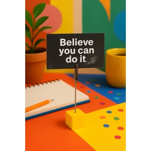 Metal Not Tutucu Metal Kıskaçlı Notluk Sarı Masaüstü Not Tutacağı