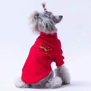 Kırmızı Wow Nakışlı Esnek Kedi Köpek Sweat- Kedi Köpek Kıyafeti