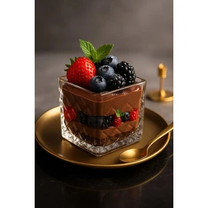 6 Lı Lüks Kristal Cam Desenli Kare Magnolya Tatlı Kasesi Sunum Kase 8cm