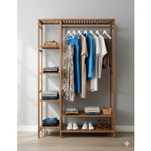 Ahşap Elbise Askısı Çok Amaçlı Gardırop