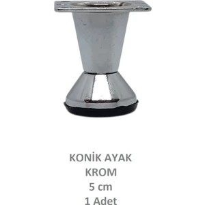Konik Ayak, Krom, 5 Cm, 1 Adet (Dolap, Mobilya, Puf Ayağı) (Vidaları Hediye)