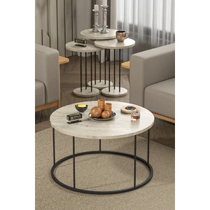 Orta Sehpa ve Zigon Sehpa Terra 4 Lü Set Traverten