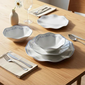 Güral Porselen Nesrin 24 Parça Yemek Takımı Mavi 8123