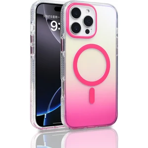 Nova Global Apple iPhone 16 Pro Max Kılıf M-Safe Şarj Özellikli Transparan Renk Geçişli Zore Toros Kapak Rose Pembe