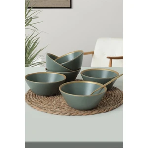 Mat Yeşil Gold File Hitit Çorba Kasesi 14 cm 6 Adet 322