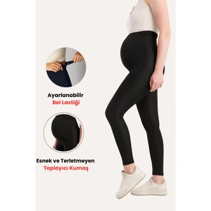 Ayarlanabilir Yüksek Bel Siyah Toparlayıcı Hamile Taytı