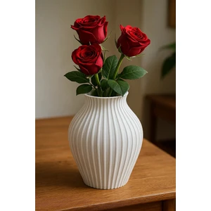 Iskandinav Tarzı Bohem 15 cm Açık Beyaz Dekoratif Vazo