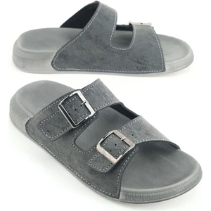 Erkek Yazlık Suni Deri Iki Toka Ayarlanabilir Rahat Taban Günlük Terlik