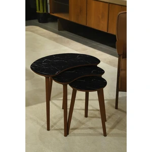 Berlin 3'lü Zigon Sehpa %100 Mdf Siyah Mermer