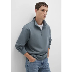 0S10278-80889 Yarı Fermuarlı Mavi Basic Sweatshirt