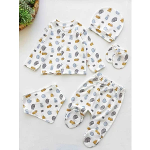 %100 Pamuk Yenidoğan Erkek Bebek 5 Parça Hastane Çıkış Seti