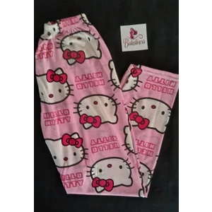 Pembe Kumaş Üzerinde Hello Kitty Desenli Pijama Altı