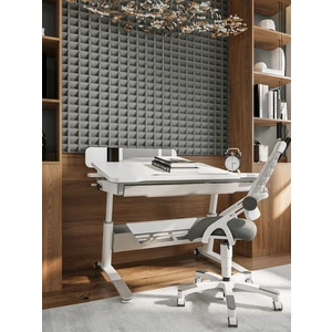 Creo Mobili Sirius Advanced Montessori Uyumlu Yükseklik Ayarlı Masa, Döner Ofis Sandalyesi - Beyaz/Gri