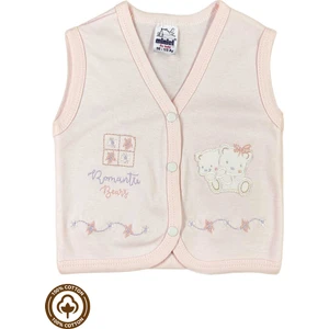 Unisex Bebek Ikiz Nakışlı %100 Organik Pamuklu Penye Bebek Yelek