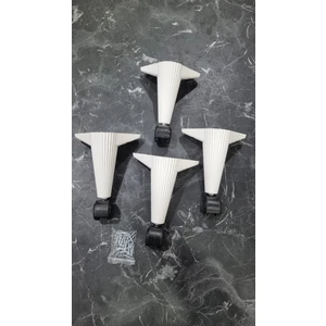 Tekerlekli Sihirli Masa Sehpa Puf Ünite Ayağı 20 cm Ceviz Ayak 4 Adet  Vida