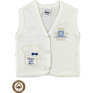 Unisex Bebek Ikiz Nakışlı %100 Organik Pamuklu Penye Bebek Yelek