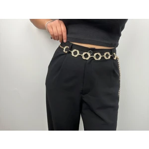 Bükümlü Halkalı Altın Zincir Kemer