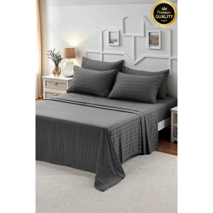 Vessino Home Çizgili Pamuk Saten Çift Kişilik Nevresim Takımı %100 Pamuk Saten (160x200 lastikli çarşaf+200x220 nevresim+2 adet yastık kılıfı)