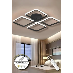 Jasmin Black Kumandalı 3 Renk Modern Plafonyer LED Avize