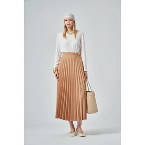 Ftz Women Kadın Plise Etek  Camel 30390