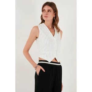 Streç Fitted Fit V Yaka Düğmeli Yelek Bayan Yelek 5865971