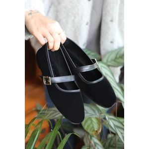 Kadın Babet Rahat Günlük Ayakkabı Kadife Şık Hafif Bant Detaylı