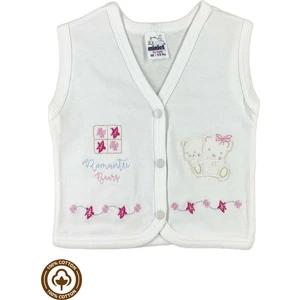 Unisex Bebek Ikiz Nakışlı %100 Organik Pamuklu Penye Bebek Yelek