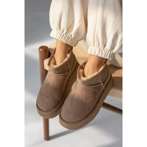 Yüksek Mini Classic Süet Tüylü Kadın Bot - Vizon