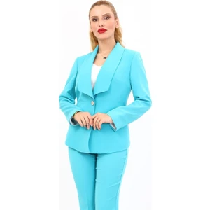 Amerikan Yaka Klasik Ceket-Turkuaz