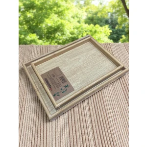 2’li Bambu Servis Tepsisi Seti (40*30 - 35*25 cm ) – Doğal Ahşap Görünümlü, Kaymaz, Şık, 2 ayrı boy