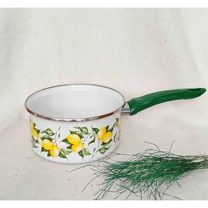 Limon Emaye Tava Sosluk 2 Litre 19 cm Çap Kaserol Yeşil Kulp