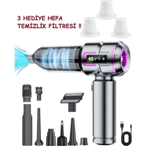 ZELIA Wear 20.000pA Yeni Nesil Güçlü Oto Süpürge 9 in 1 Vakumlu Araç İçi Üflemeli Taşınabilir (3 filtre hediye)