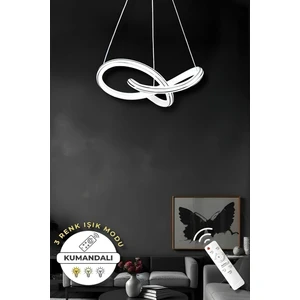 Nadia White Chrome Kumandalı 3 Renk Modern Sarkıt LED Avize