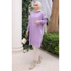 Lila Soğuk Iplik Merserize Triko Kazak