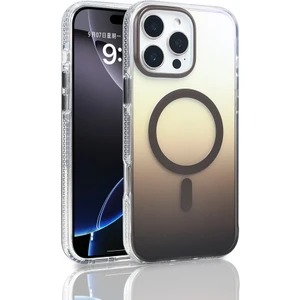 Apple iPhone 16 Pro Max Kılıf M-Safe Şarj Özellikli Transparan Renk Geçişli Zore Toros Kapak Gri