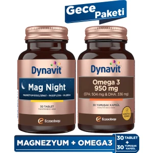 Mag Night (Akşam / Gece Magnezyumu ) 30 Tab & Omega 3 950 Mg 30 Kapsül - Gece Paketi