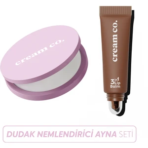 3in1 Lip Balm Ayna Seti | Dudak Nemlendirici Parlatıcı & Cep Aynası | Mocha Kahve